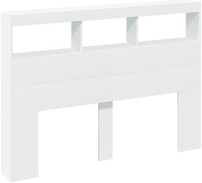 Armário de cabeceira com luzes LED 140x17x102 cm branco