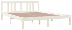 Estrutura de cama king 150x200 cm madeira maciça branco