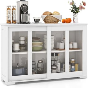 Aparador de cozinha de arrumação com 2 prateleiras 2 portas 106 x 33 x 62,5 cm Branco