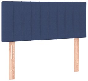 Cama box spring c/ colchão e LED 90x200 cm tecido azul