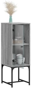 Armário de apoio c/ porta de vidro 35x37x100 cm cinza sonoma