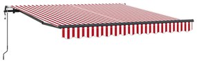 Toldo Retrátil Automático Listrado Vermelho e Branco 350x250 cm