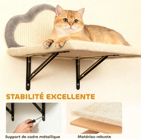 Prateleiras de parede para gatos, conjunto de móveis de parede de 6 peças, rede de bolhas em acrílico, compartimentos abertos, rede e escada bege, cin