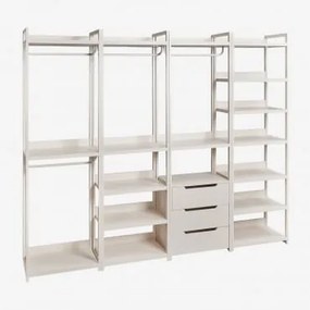 Guarda-roupa Modular Aberto Velunis De 4 Peças Com Prateleiras De Ferro Gardénia Branco - Sklum