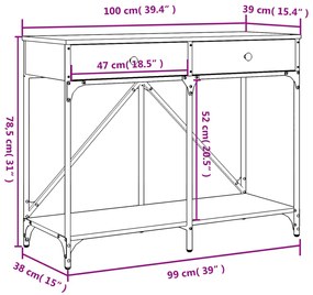 Mesa consola 100x39x78,5 cm derivados de madeira preto