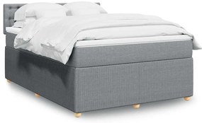 vidaXL Cama com molas/colchão 140x190 cm tecido cinzento-claro