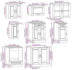 8 peças armário de cozinha conjunto Kalmar branco brilhante