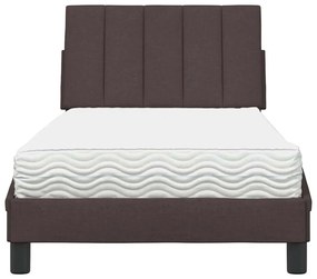 Cama com colchão 80x200 cm tecido castanho-escuro