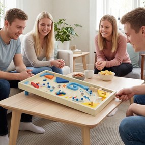Mesa de Pinball de Madeira, 55 x 26 x 9,5 cm, Jogo Educativo Infantil, Multicolorida
