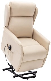 vidaXL Poltrona elevatória tecido cor creme