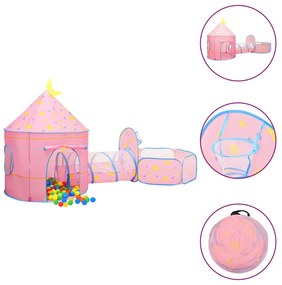 3107736 vidaXL Tenda de brincar infantil com 250 bolas 301x120x128 cm rosa