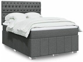 vidaXL Cama com molas/colchão 140x200 cm tecido cinzento-escuro