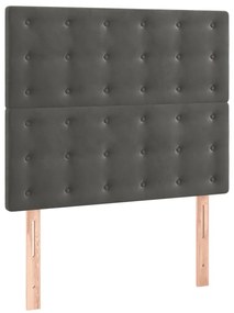 Cama box spring c/ colchão/LED 90x190 cm veludo cinzento-escuro