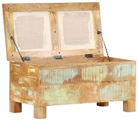 Banco de armazenamento em madeira reciclada maciça 80x40x40 cm
