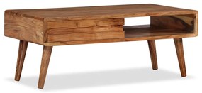 Mesa de centro madeira maciça com gaveta esculpida 100x50x40 cm