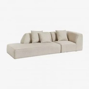 Sofá Modular De Canto Em 2 Peças Com Chaise Longue Esquerda Estofado Cardea Bouclé Bege Creme - Sklum
