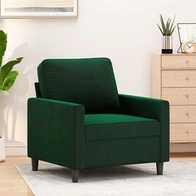 vidaXL Poltrona 60 cm veludo verde-escuro