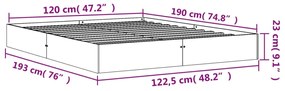 Cama sem colchão 120x190 cm madeira pinho maciça castanho-mel