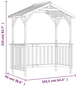 Abrigo para barbecue 163,5x93x210cm madeira de pinho impregnada