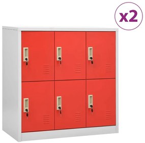 Cacifos 2 pcs 90x45x92,5 cm aço cinzento-claro e vermelho