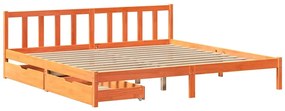 Cama sem colchão 200x200 cm pinho maciço castanho-mel