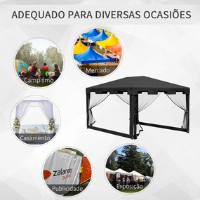 Outsunny Tenda de Jardim 4x3 m Tenda Dobrável de Exterior com 4 Mosque