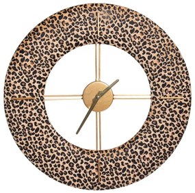 Relógio de Parede 48 X 3,5 X 48 cm Tecido Sintético Metal Leopardo