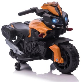 HOMCOM Moto Elétrica para Crianças a partir de 18 Meses 6V com Faróis Buzina 2 Rodas de Equilibrio Velocidade Máx. de 3km/h Motocicleta de Brinquedo 88,5x42,5x49cm Laranja