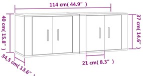 Móveis de TV de parede 2 pcs 57x34,5x40 cm branco brilhante