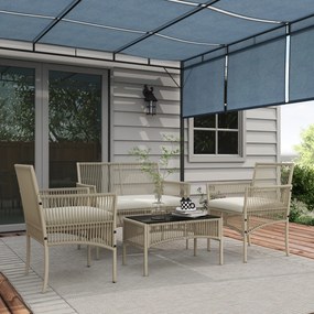 Conjunto de Móveis de Jardim em Vime – 4 Peças – Sofá 2 Lugares, 2 Pol