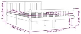 Estrutura de cama 140x190 cm madeira maciça cinzento