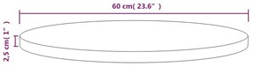 Tampo de mesa pinho maciço Ø60x2,5 cm branco