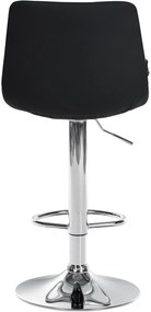 Banco de bar Jerry em couro sintético com estrutura cromada 87-108,5 x 43 x 46,5 cm Preto