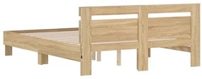 Estrutura cama c/ cabeceira/luzes LED 140x190cm carvalho sonoma