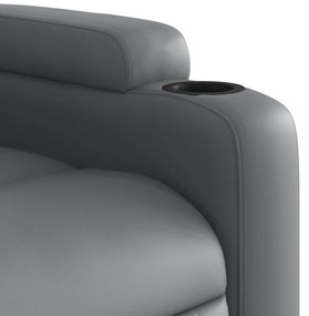 Poltrona reclinável elevatória couro artificial cinzento