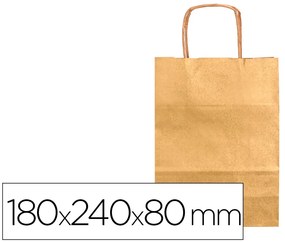 Saco de Papel Basika Kraft Ouro XS com Asa Torcida 180x240x80 mm
