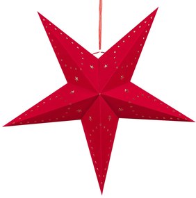 Conjunto de 2 estrelas de papel com LED em veludo vermelho 60 cm MOTTI Beliani