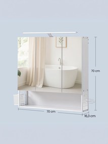 Armário de parede casa de banho com iluminação LED 14,6 x 70,1 x 70,1 cm branco