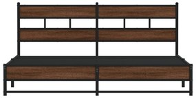 Estrutura cama sem colchão 193x203 cm metal carvalho castanho