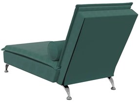 Chaise lounge de massagem com rolo tecido verde-escuro