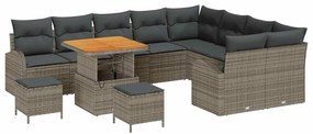 Conjunto de Sofá de Jardim de 12 Peças com Almofadas Cinzento Polirata