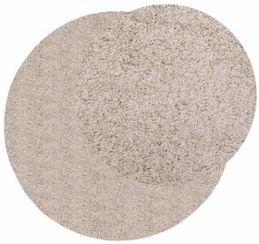 Tapete shaggy de pelo alto PAMPLONA Ø 80 cm bege