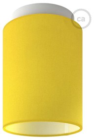 Fermaluce Pastel with Cylinder Lampshade, Ø 15cm h18cm, metal wall or ceiling flush light - Branco - Bright Yellow Canvas / Não