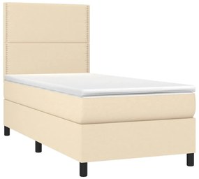 Cama com molas/colchão 90x190 cm tecido cor creme