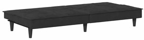 Sofá-cama com suporte para copos veludo preto