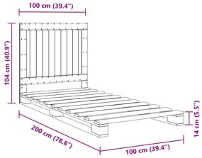 Estrutura de cama com cabeceira 100x200cm pinho maciço