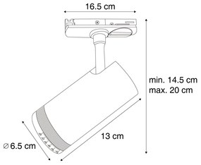 Foco moderno preto para sistema de calha monofásico com LED giratório e inclinável - Iconic Zoom Moderno