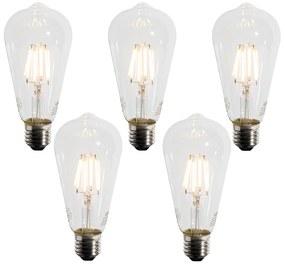 Conjunto de 5 Lâmpadas LED E27 ST64 com Sensor Crepuscular 4W 400 lm 2200K