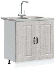 Armário de Cozinha vidaXL "Kalmar" com Duplos Lavabos Cinza Sonoma em
