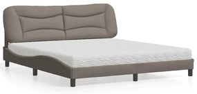 Cama com colchão 180x200 cm tecido castanho-acinzentado